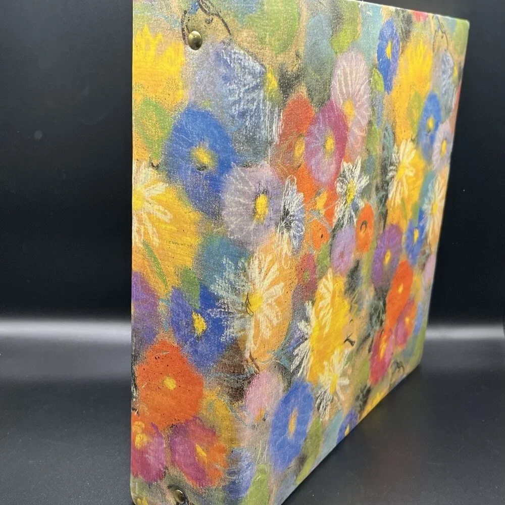 Vintage Impressionist Floral Scrapbook Album Colorful Retro Flower Power Photo